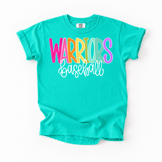 Color Pop-Warriors Baseball Tee