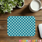 Turquoise Checkered Mousepad