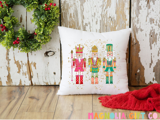 Colorful Nutcracker Trio Throw Pillow