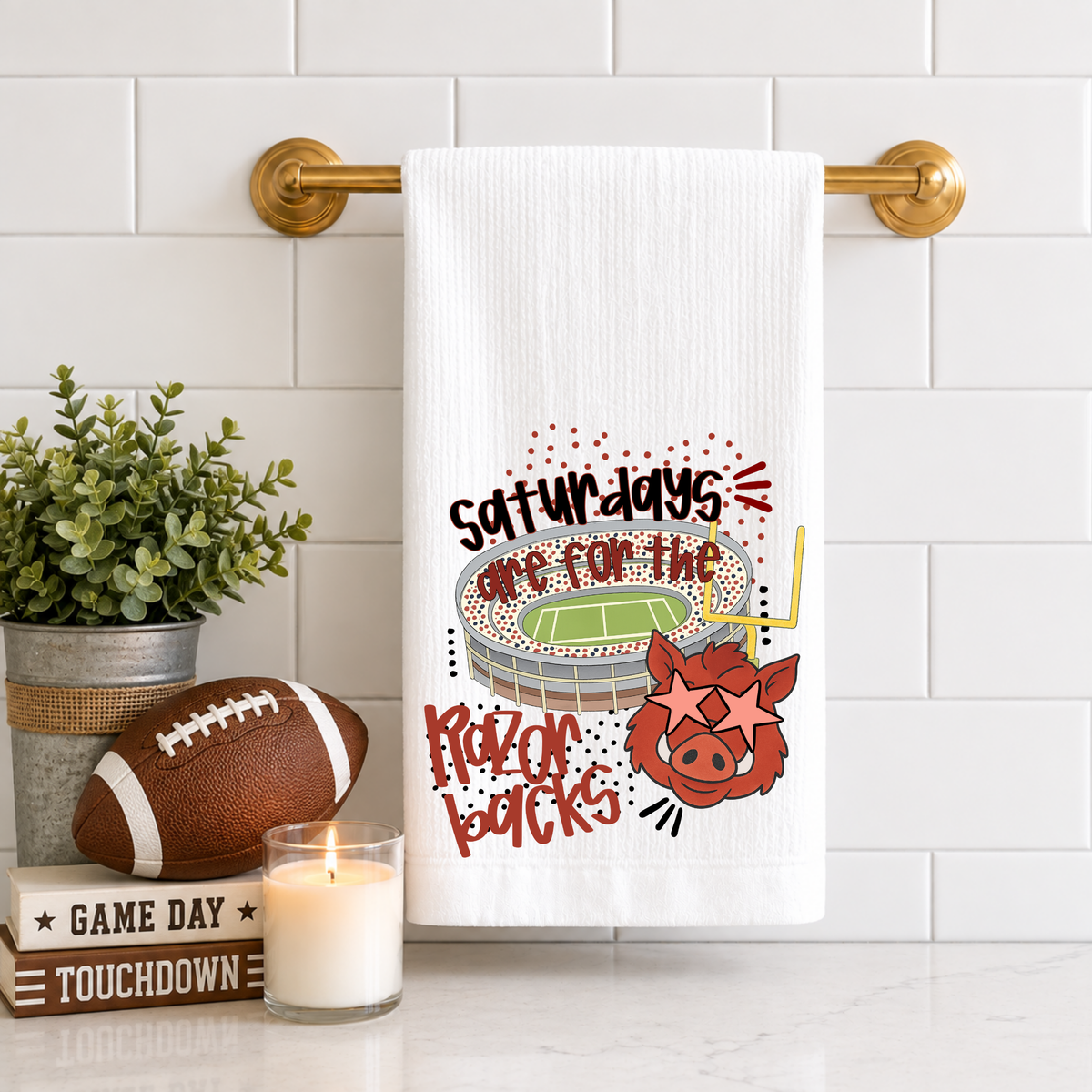 Saturdays Are For The Razorbacks Tea Towel