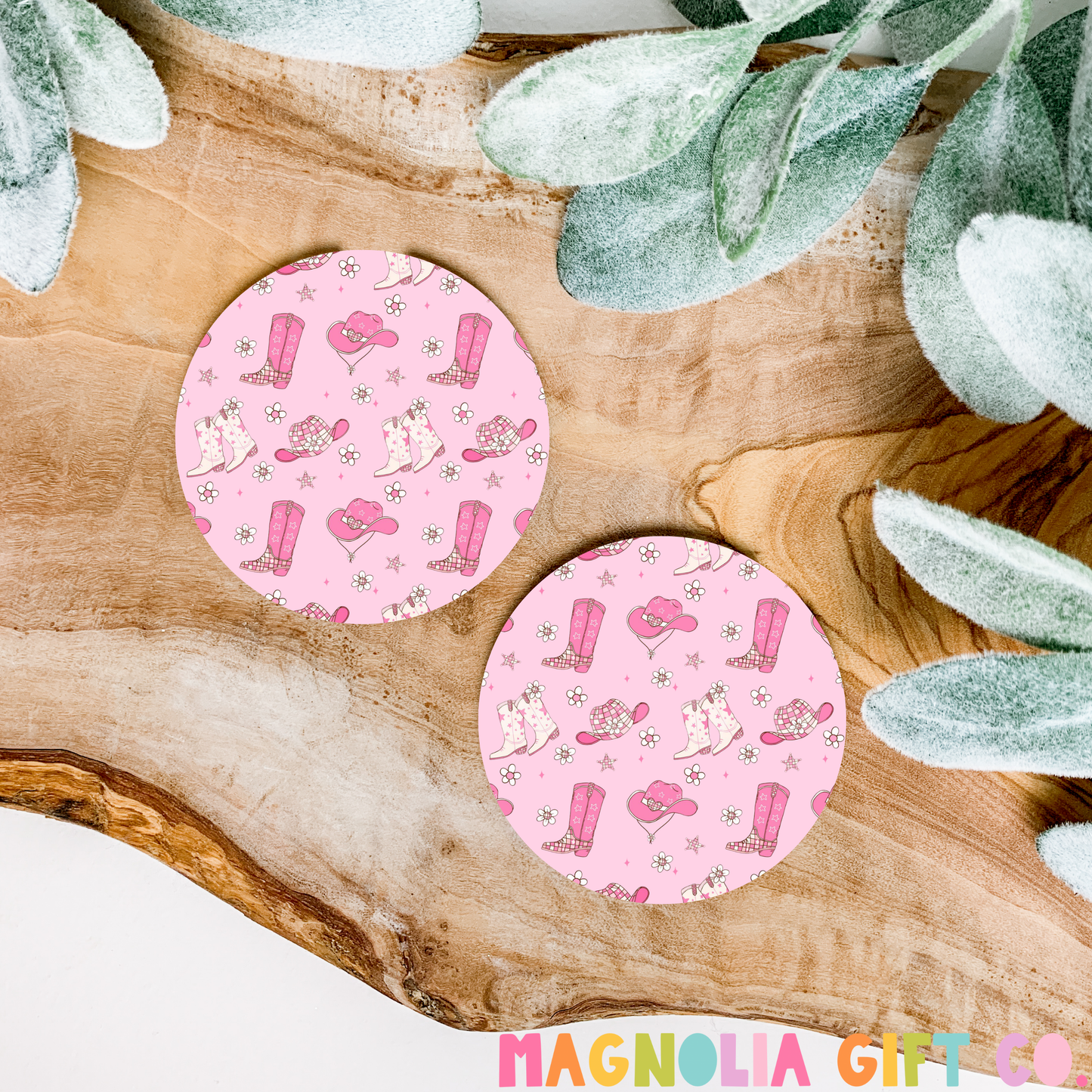Pink Cowgirl Car Coasters