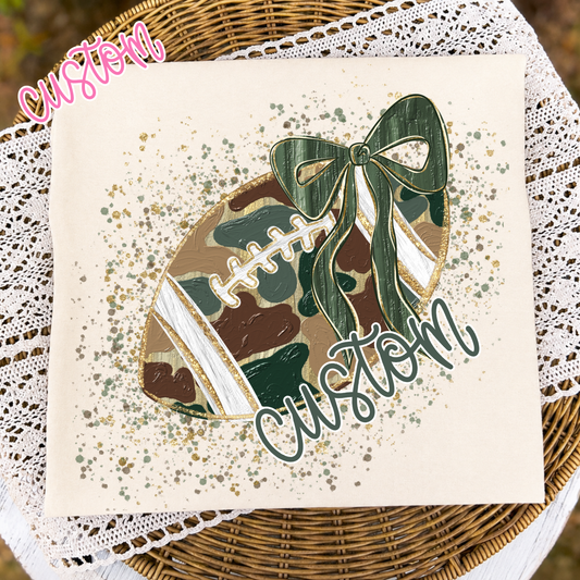 Custom Camo Football Bow Tee