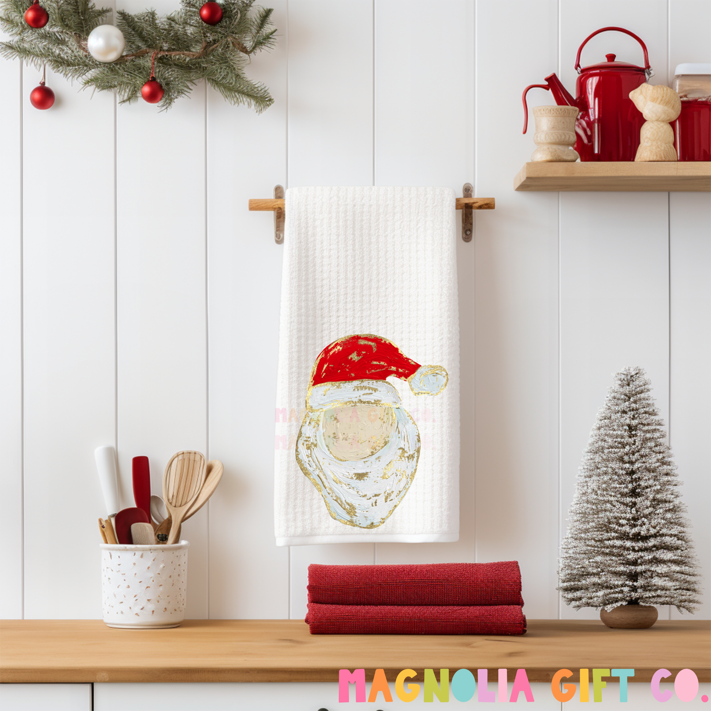 Painted Santa Tea Towel