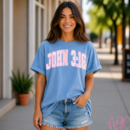 Pink Floral John 3:16 Tee