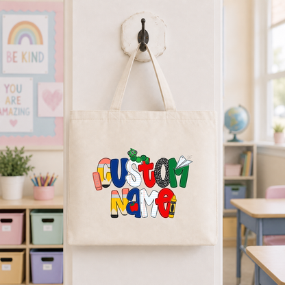 Primary Custom Name Tote Bag