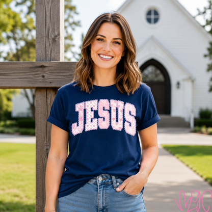 Pink Floral Jesus Tee