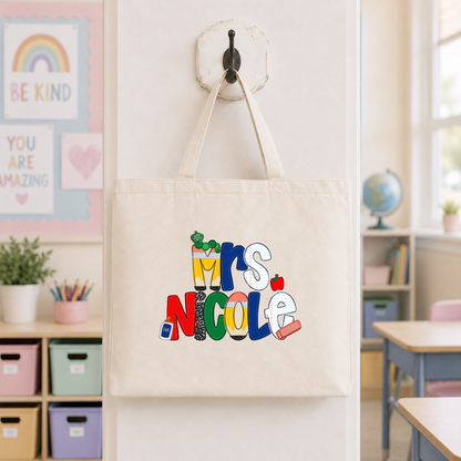 Primary Custom Name Tote Bag