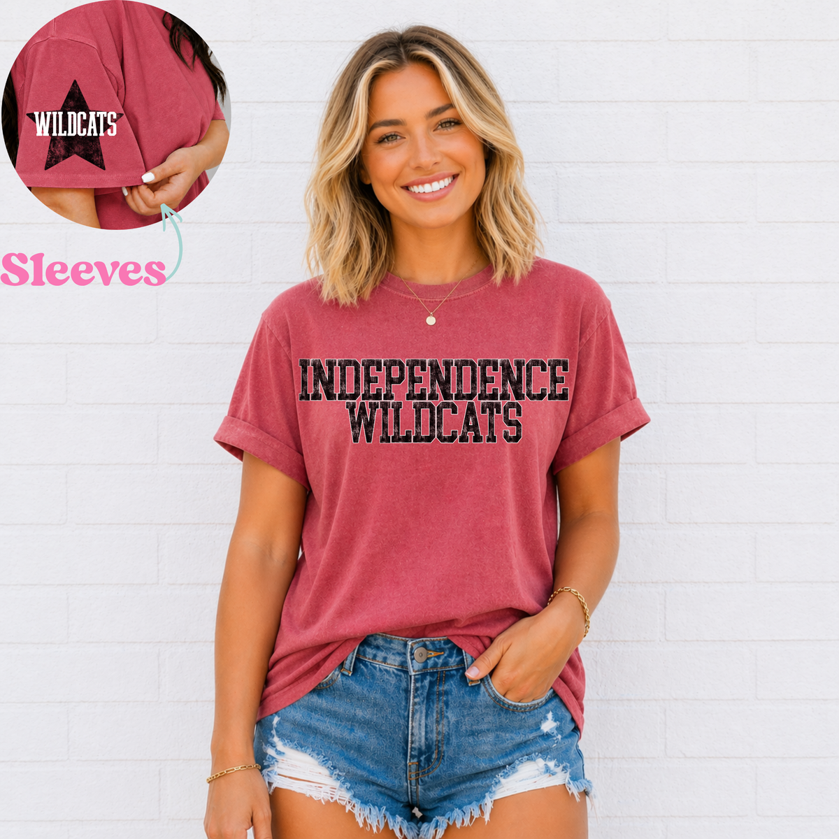 Varsity Distressed Wildcats (Black) Tee