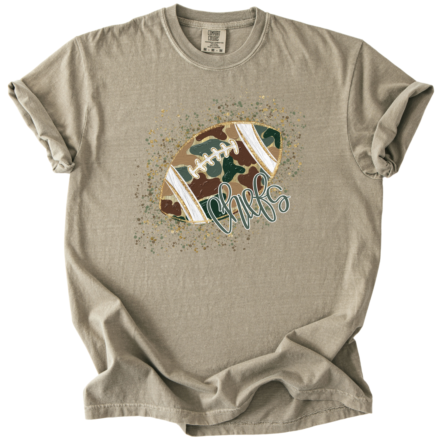 Camo Confetti Football-Mustangs Tee