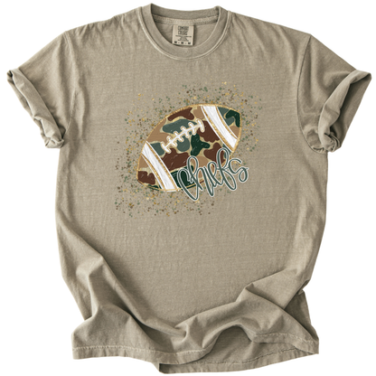 Camo Confetti Football-Mustangs Tee