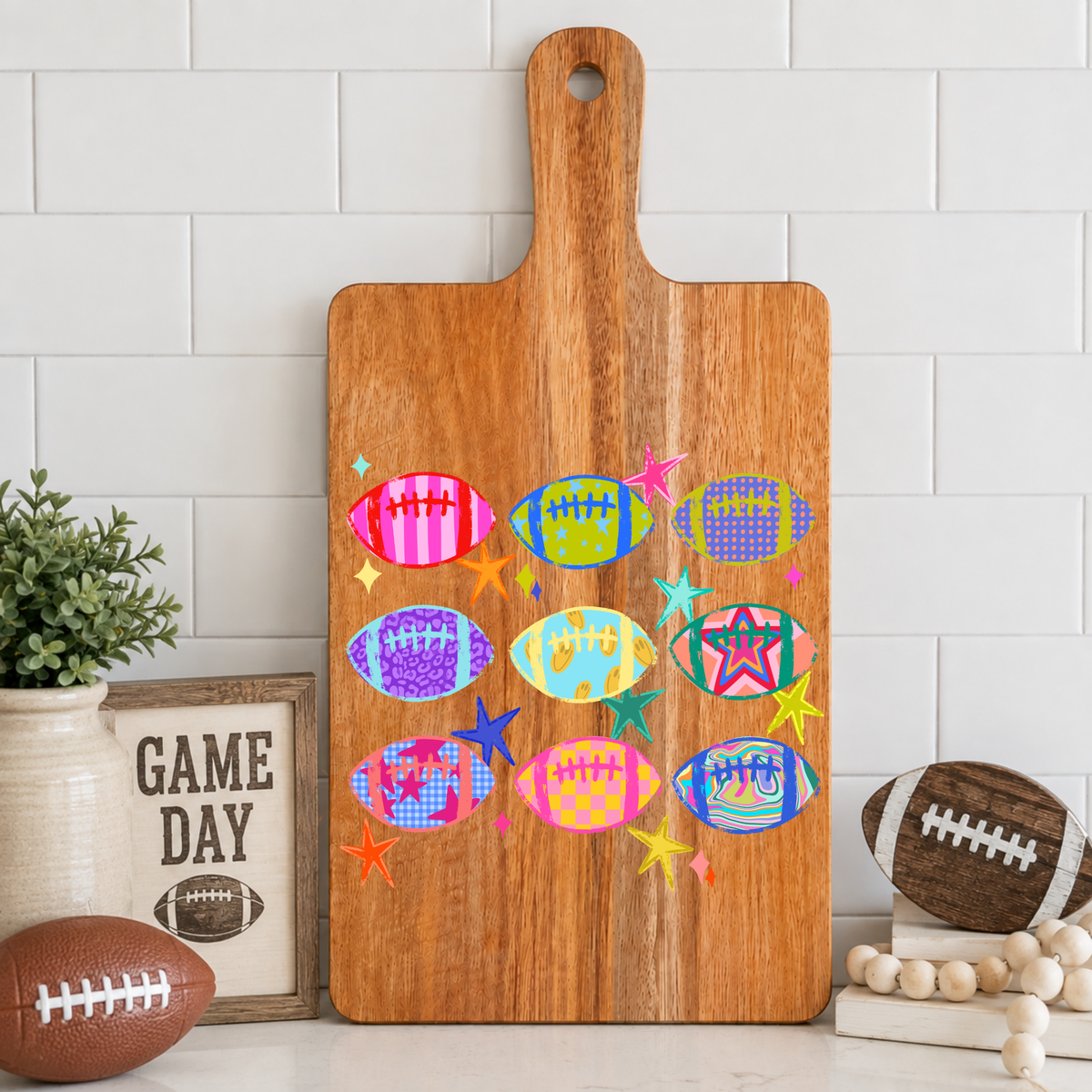 Patterned Football Cutting Board