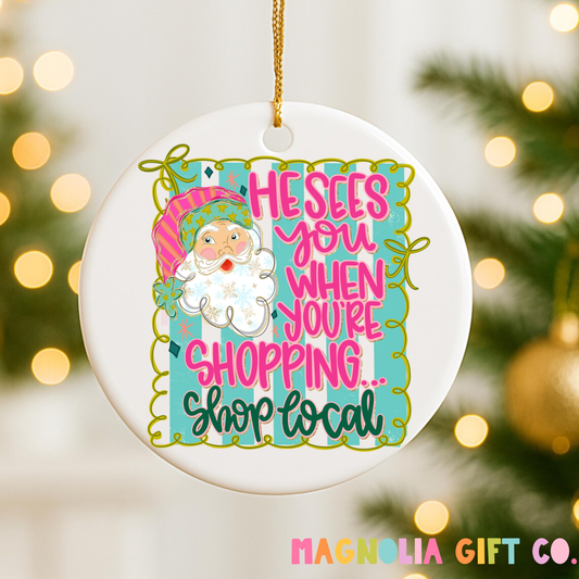 Santa Shop Local Ornament