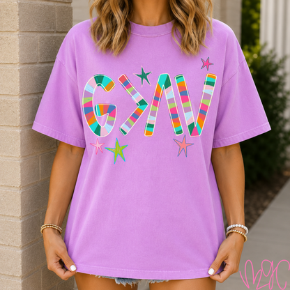 Striped God Is Greater Tee