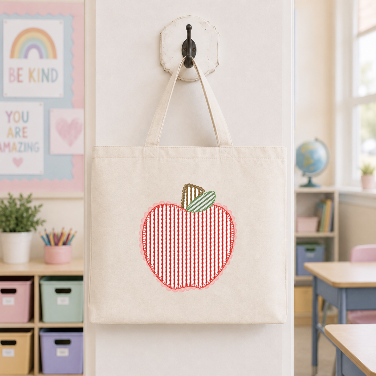 Seersucker Apple Tote Bag
