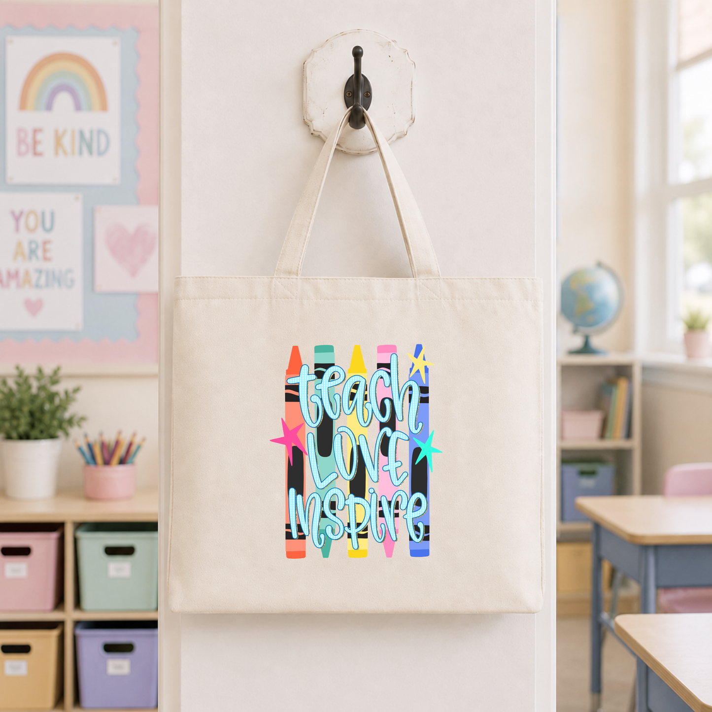Teach-Love-Inspire Crayon Tote Bag