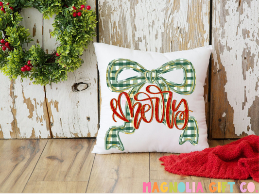 Merry Bow Throw Pillow