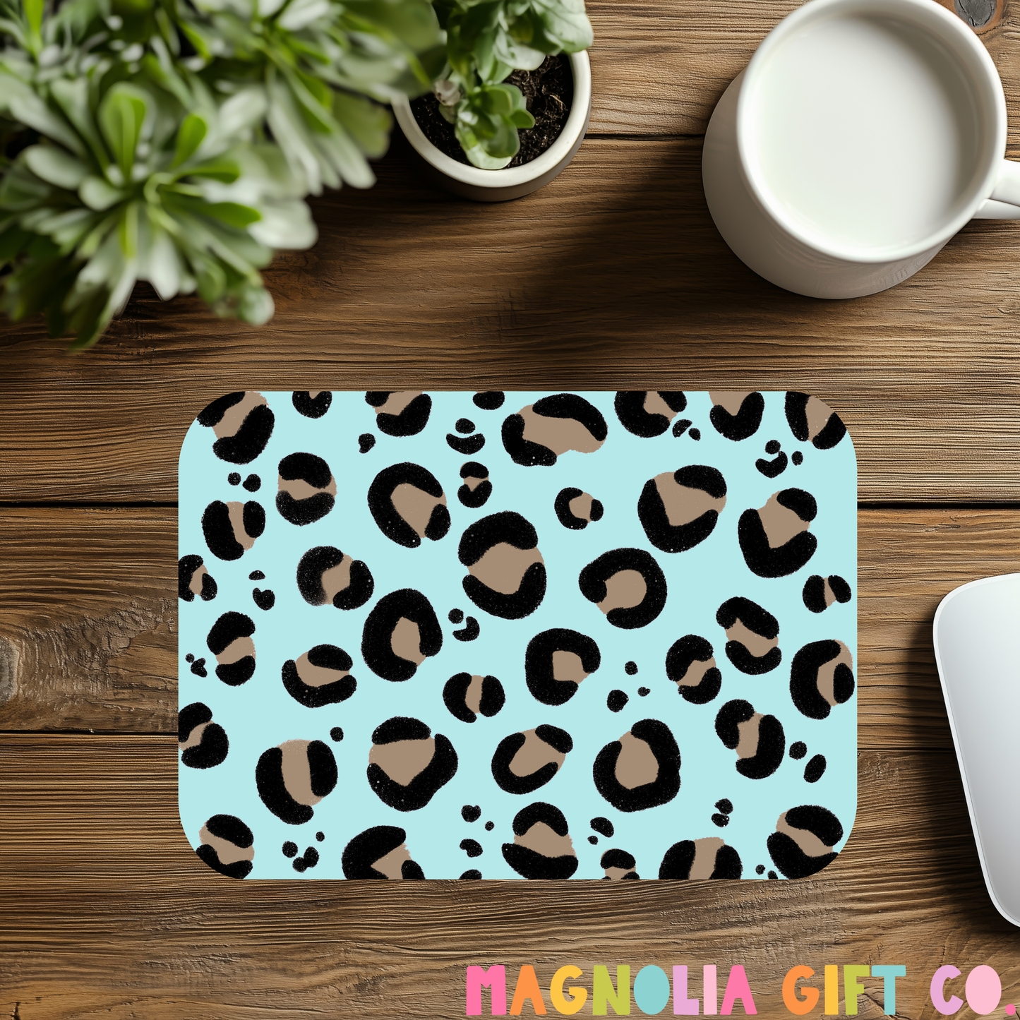 Light Blue Leopard Mousepad