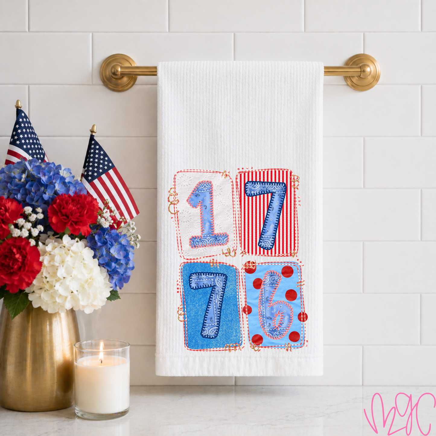 Patterned 1776 Tea Towel