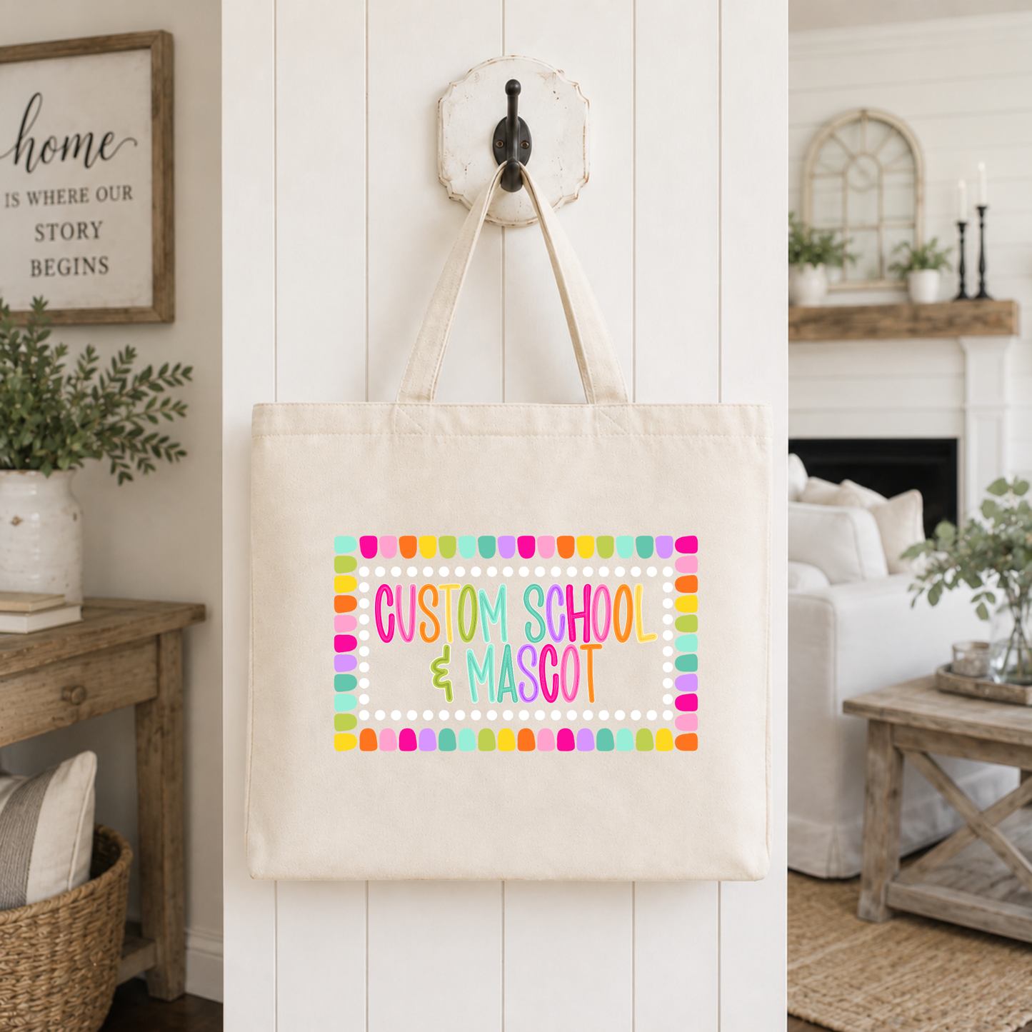 Color Pop-Custom School+Mascot Tote Bag