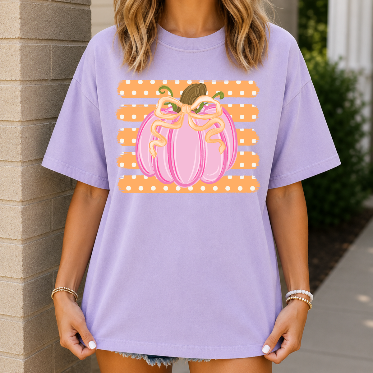 Dotted Stripe Pumpkin Tee