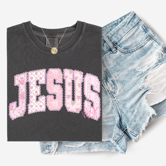 Pink Floral Jesus Tee
