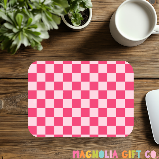 Pink Checkered Mousepad