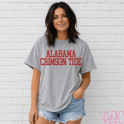 Distressed Alabama Tee (Crimson)