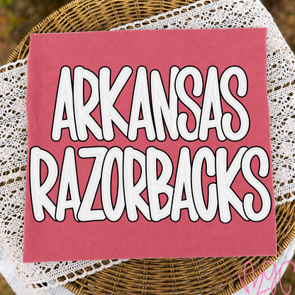 Outline Bubble-Arkansas Razorbacks (Black) Tee