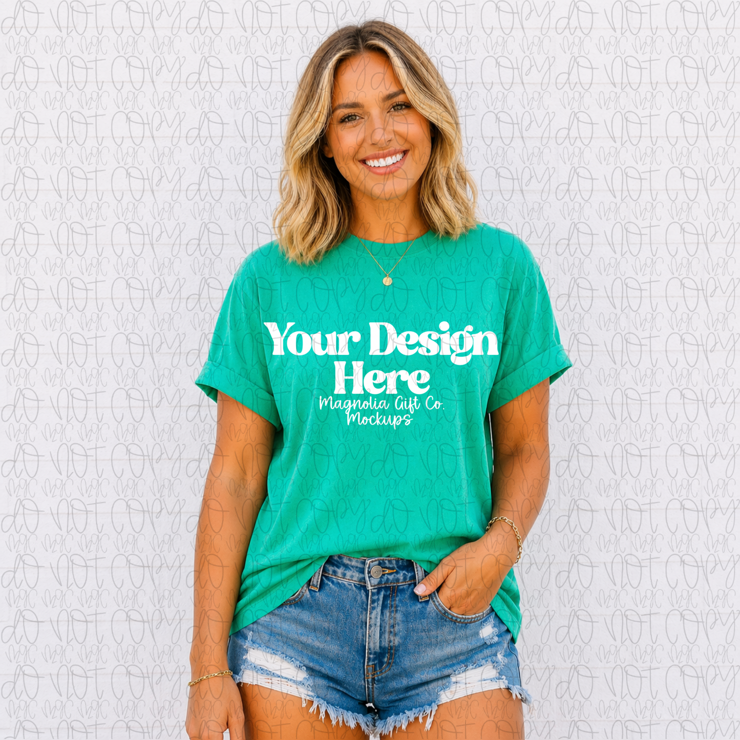 CC1717-White Brick Wall-Island Green