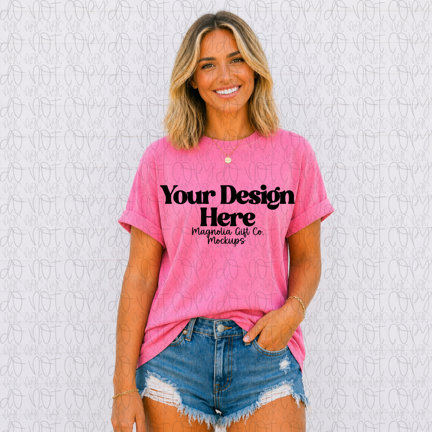 CC1717-White Brick Wall-Neon Pink