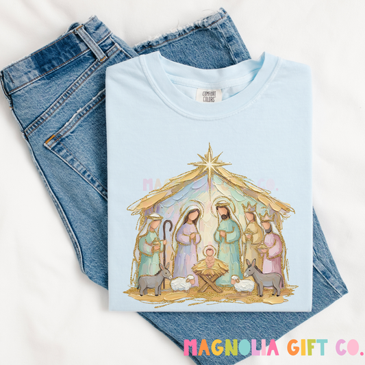 Pastel Painted Nativity Tee