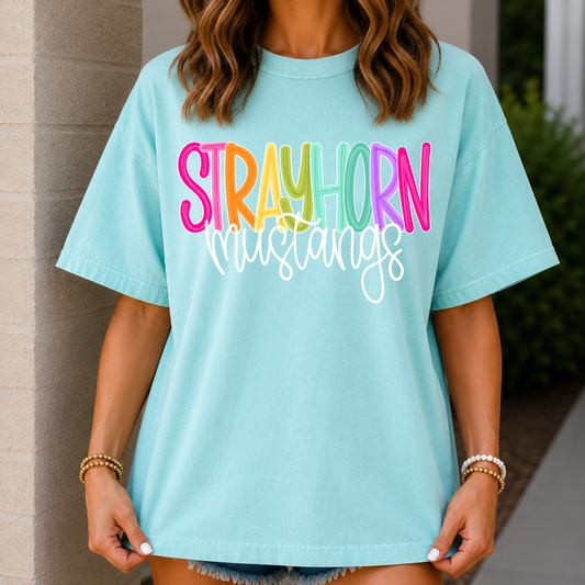 Color Pop-Strayhorn Mustangs Tee