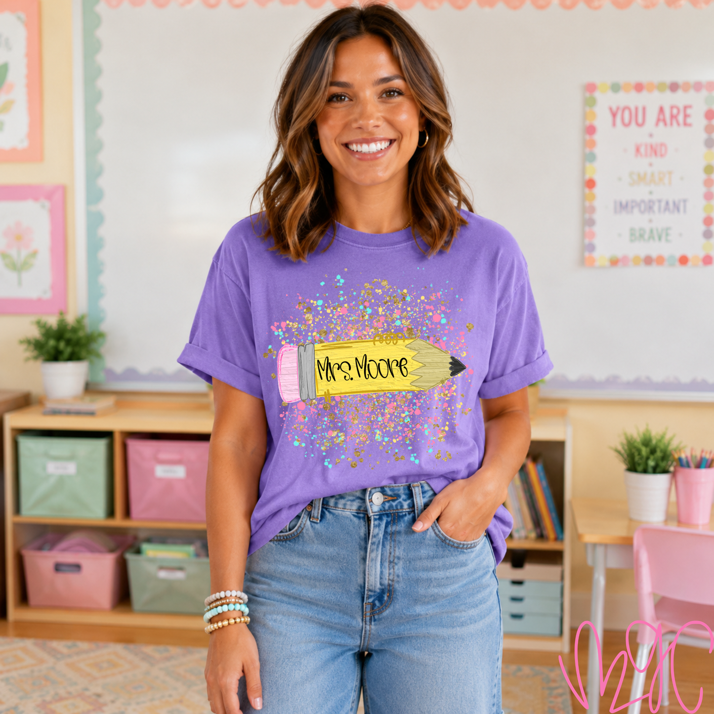 Confetti Pencil Name Tee