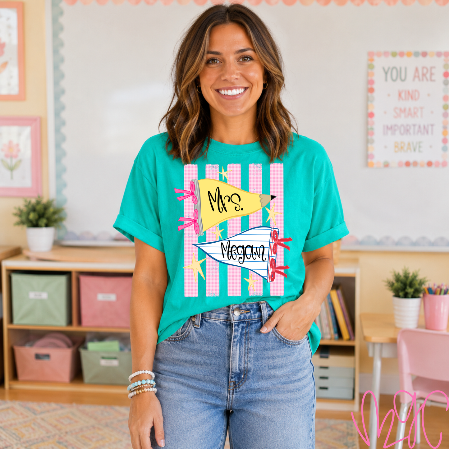 Pencil Coquette Name Tee (ADD KIDS NAME/GRADE)