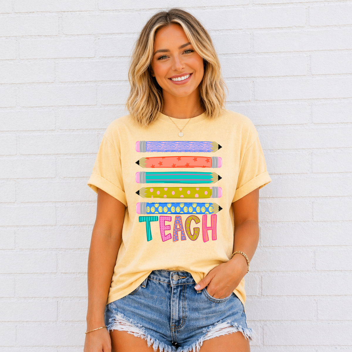Stacked Pencils Teach Tee