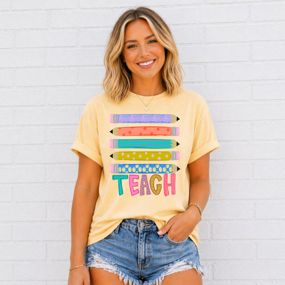 Stacked Pencils Teach Tee