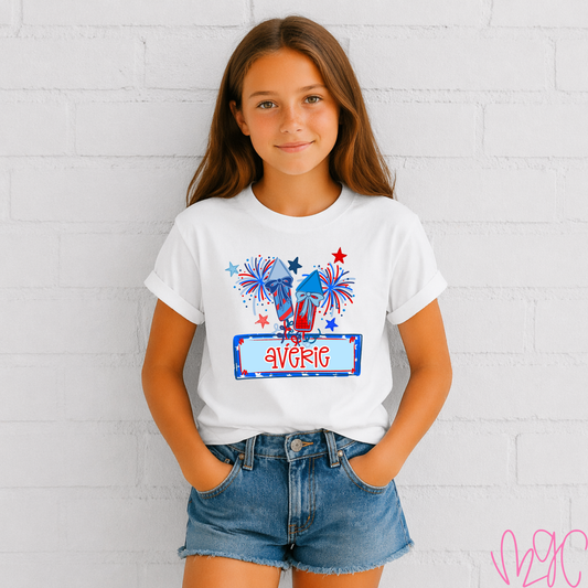 Fireworks Name (Bow) Tee