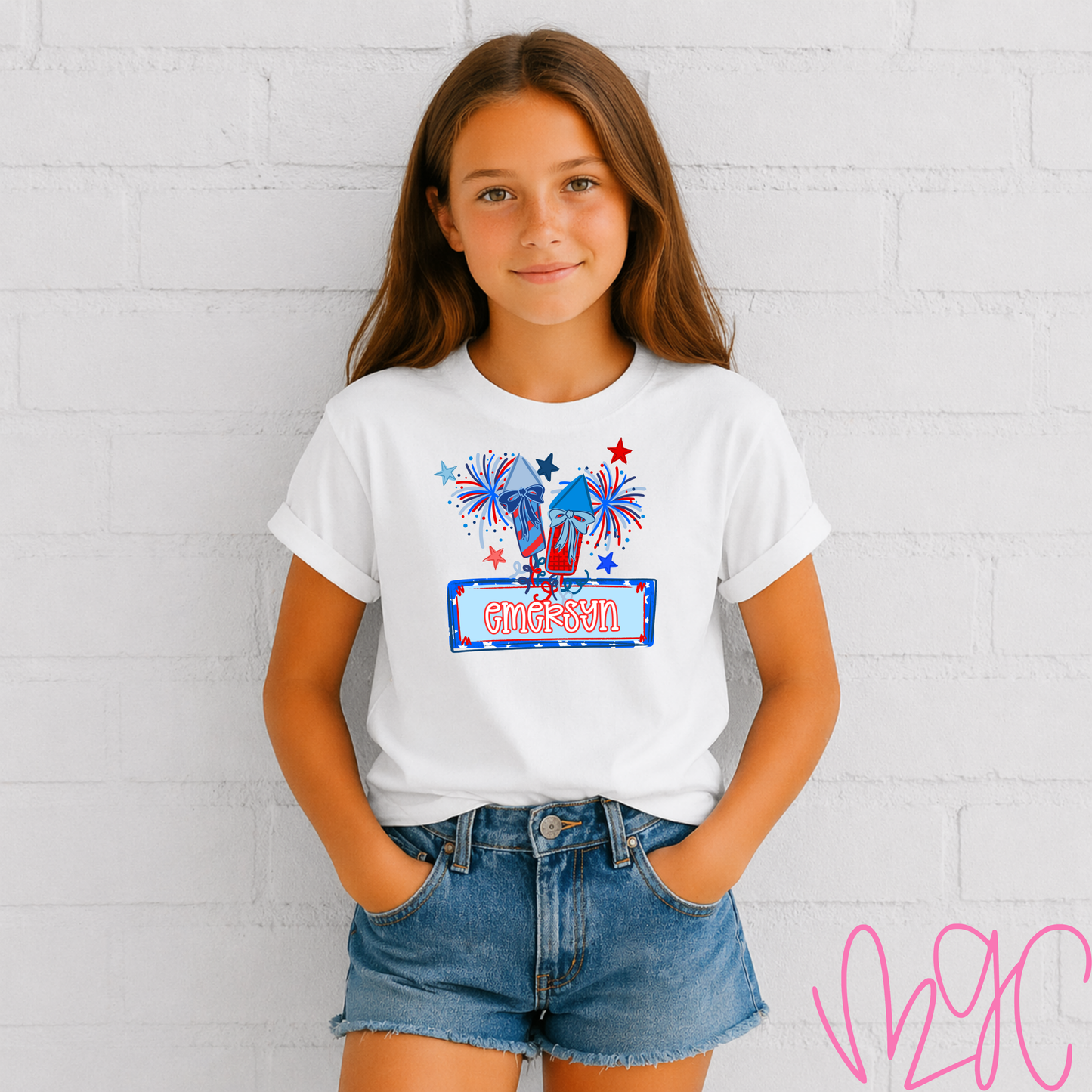 Fireworks Name (Bow) Tee