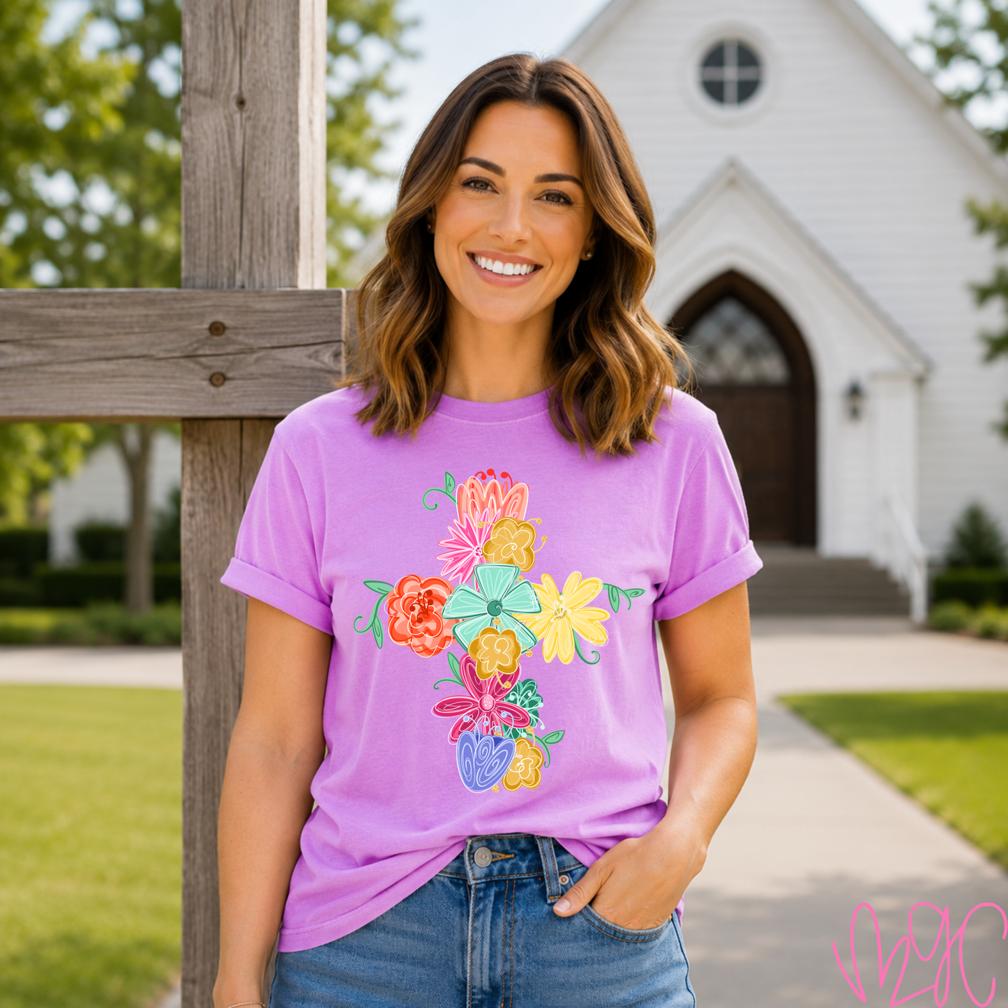 Floral Cross Tee