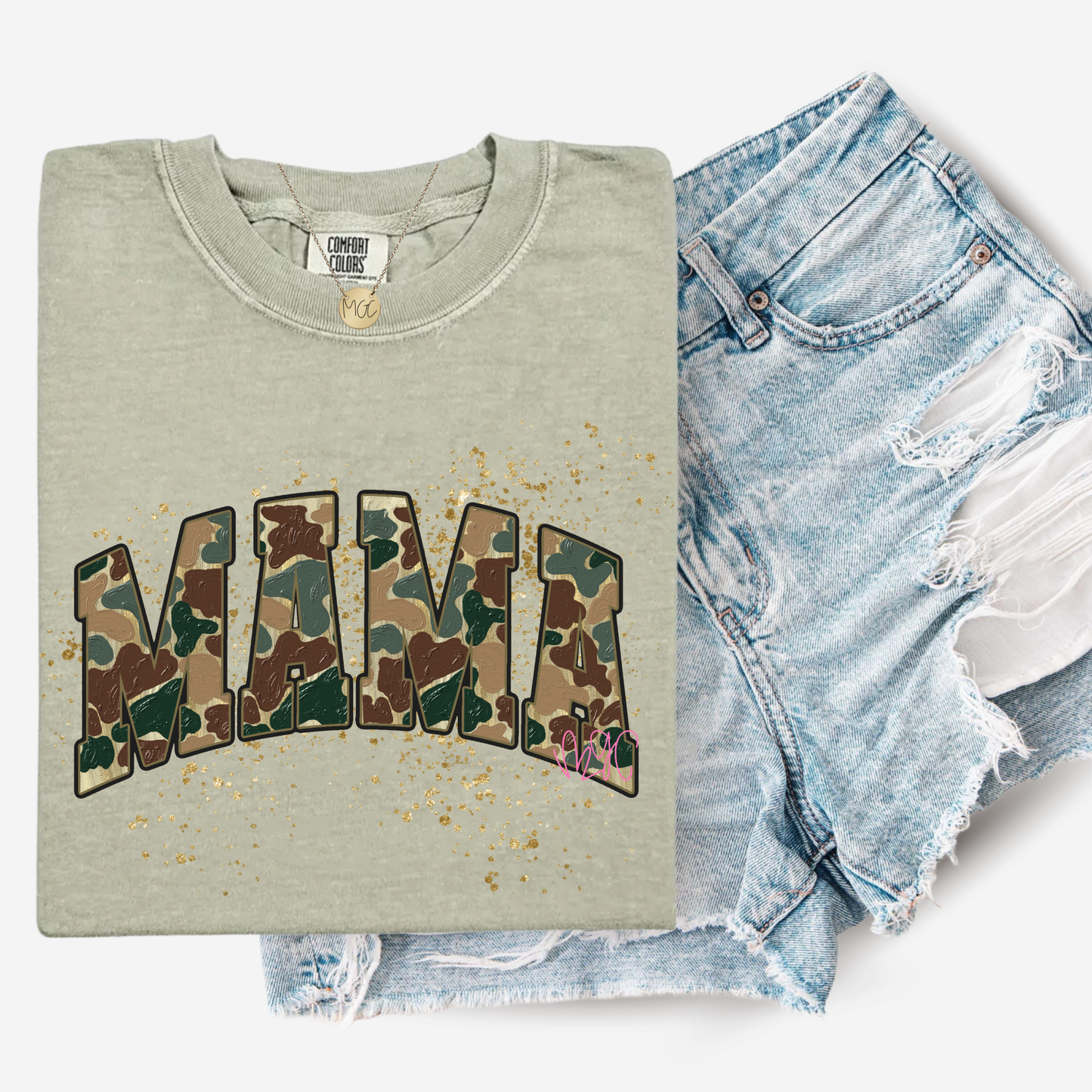Camo Varsity Mama Tee