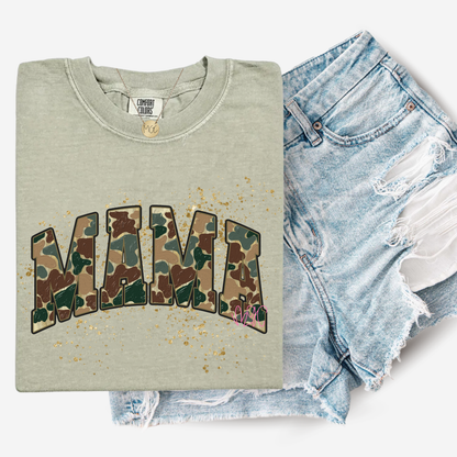Camo Varsity Mama Tee