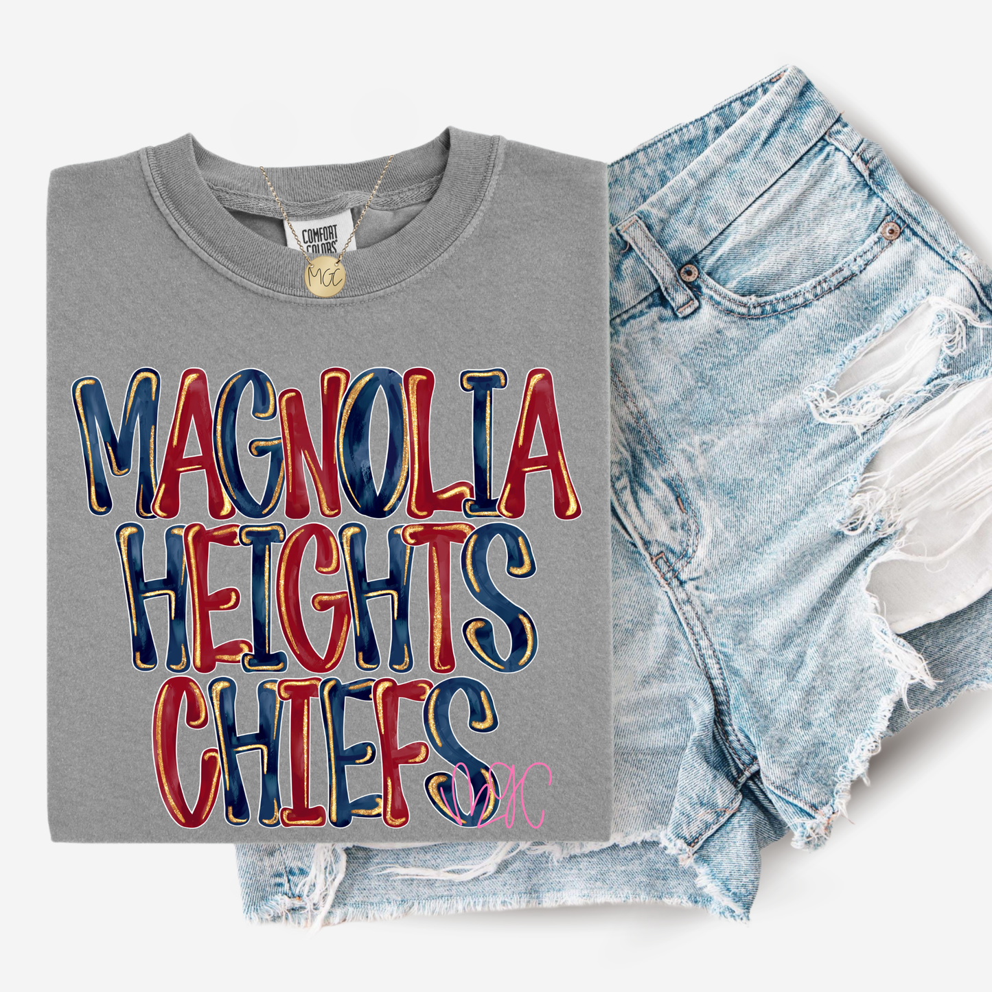 Glitter Mascot Magnolia Heights Chiefs Tee