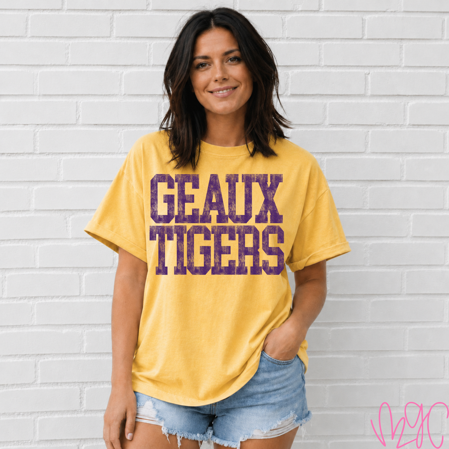 Distressed Geaux Tigers Tee (Purple)