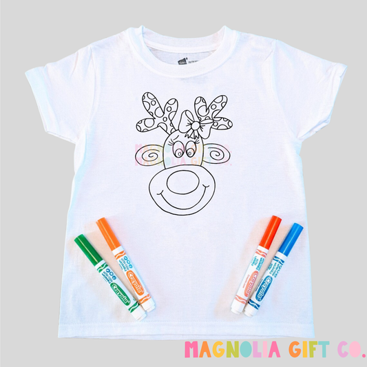Girl Reindeer Coloring Tee