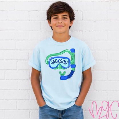 Swimming Goggles (Blue) Name Tee