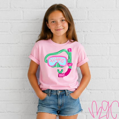 Swimming Goggles (Pink) Name Tee