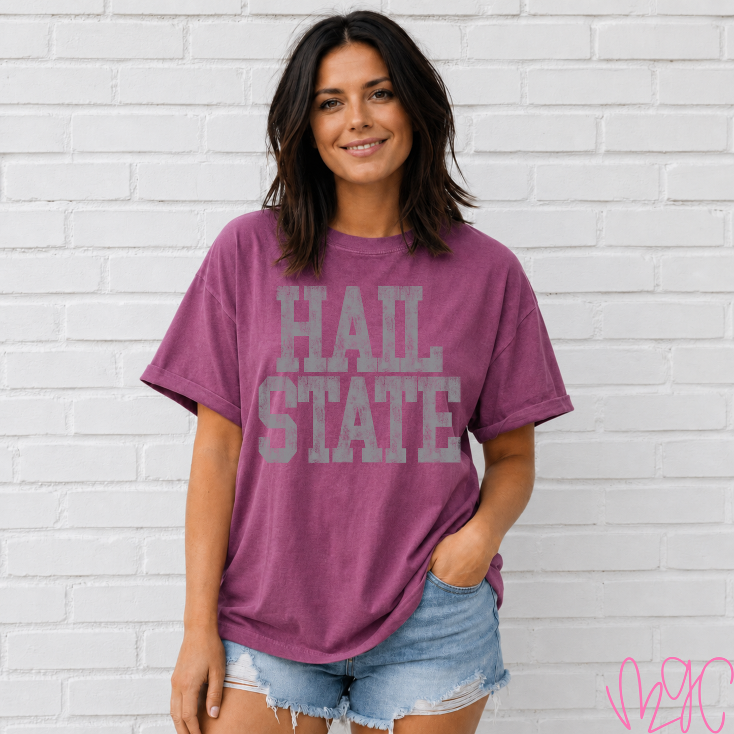 Distressed Hail State Tee (Grey)