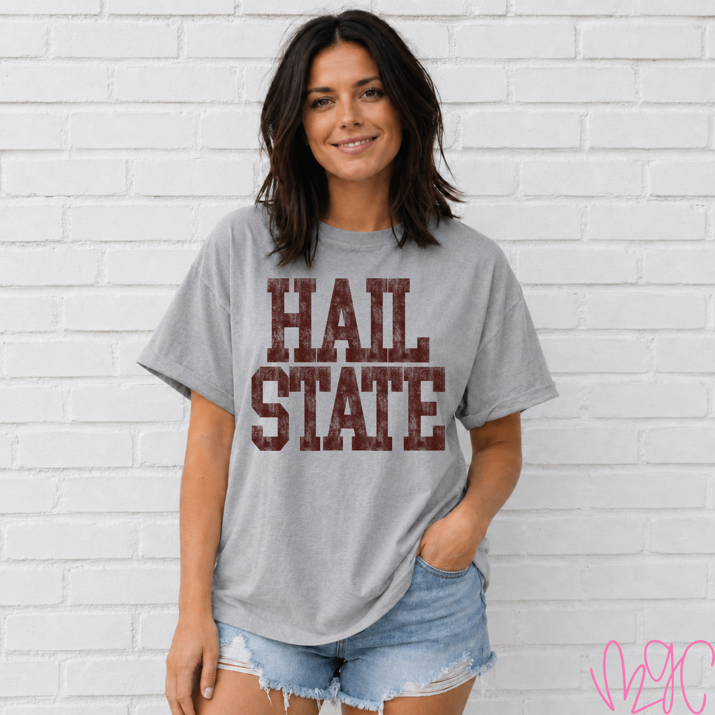 Distressed Hail State Tee (Maroon)