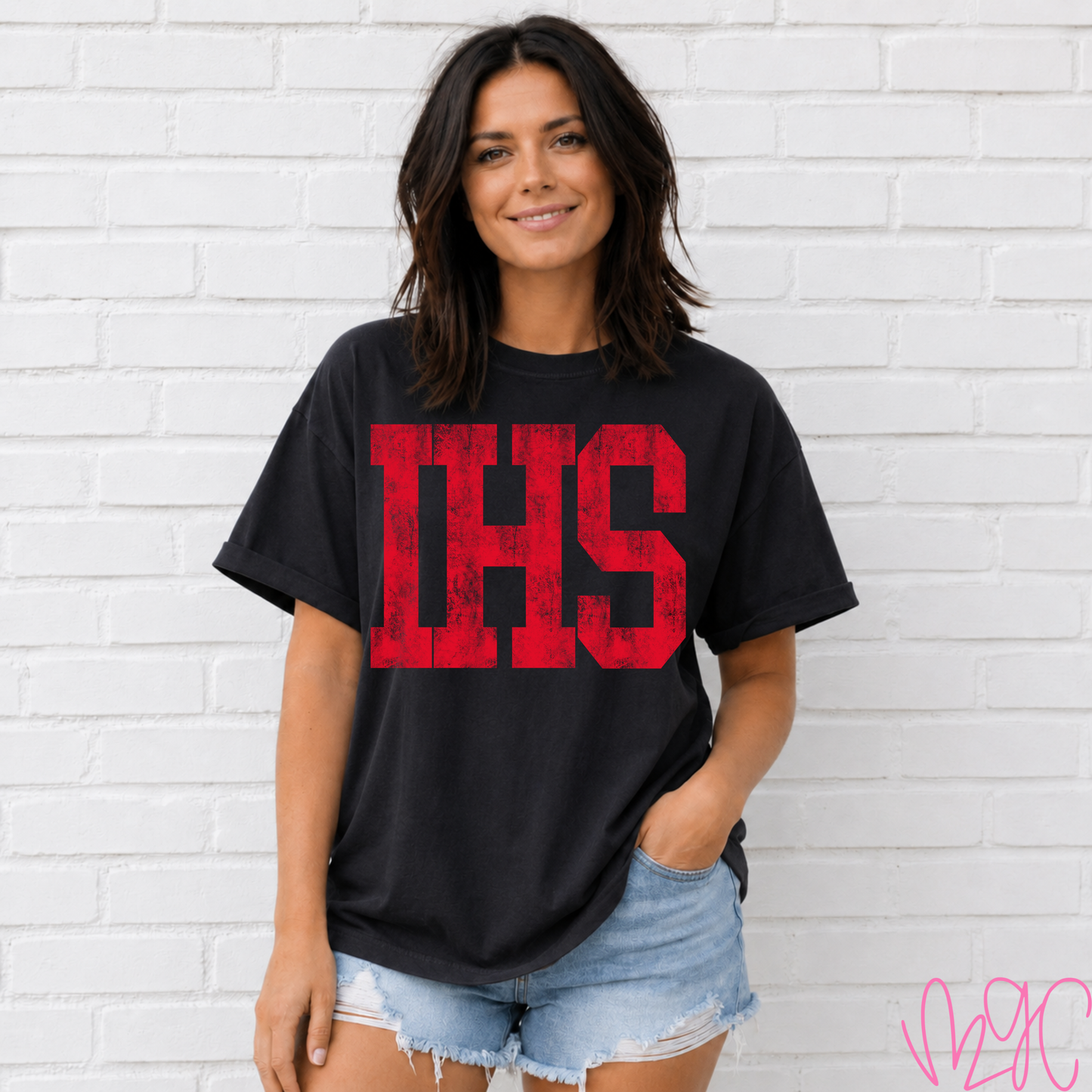 Distressed IHS Tee (Red)