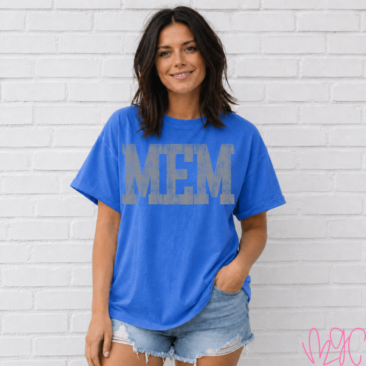 Distressed MEM Tee (Grey)